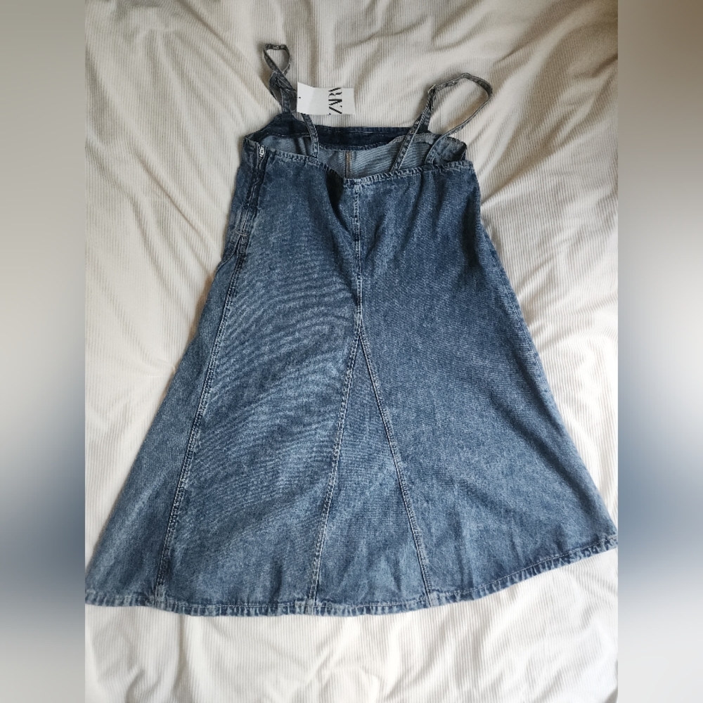 Zara Denim Trf Dress Blue Gray Ajustable Straps BNWT - Picture 10 of 13